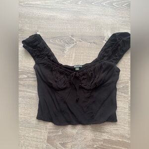 Wild Fable Black Cropped Cap Sleeve Top